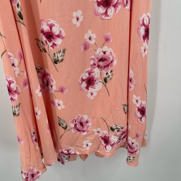 PROMESA Dress Size Medium NWT Floral Peach Button Down Tie Mini Boutique - Picture 12 of 16